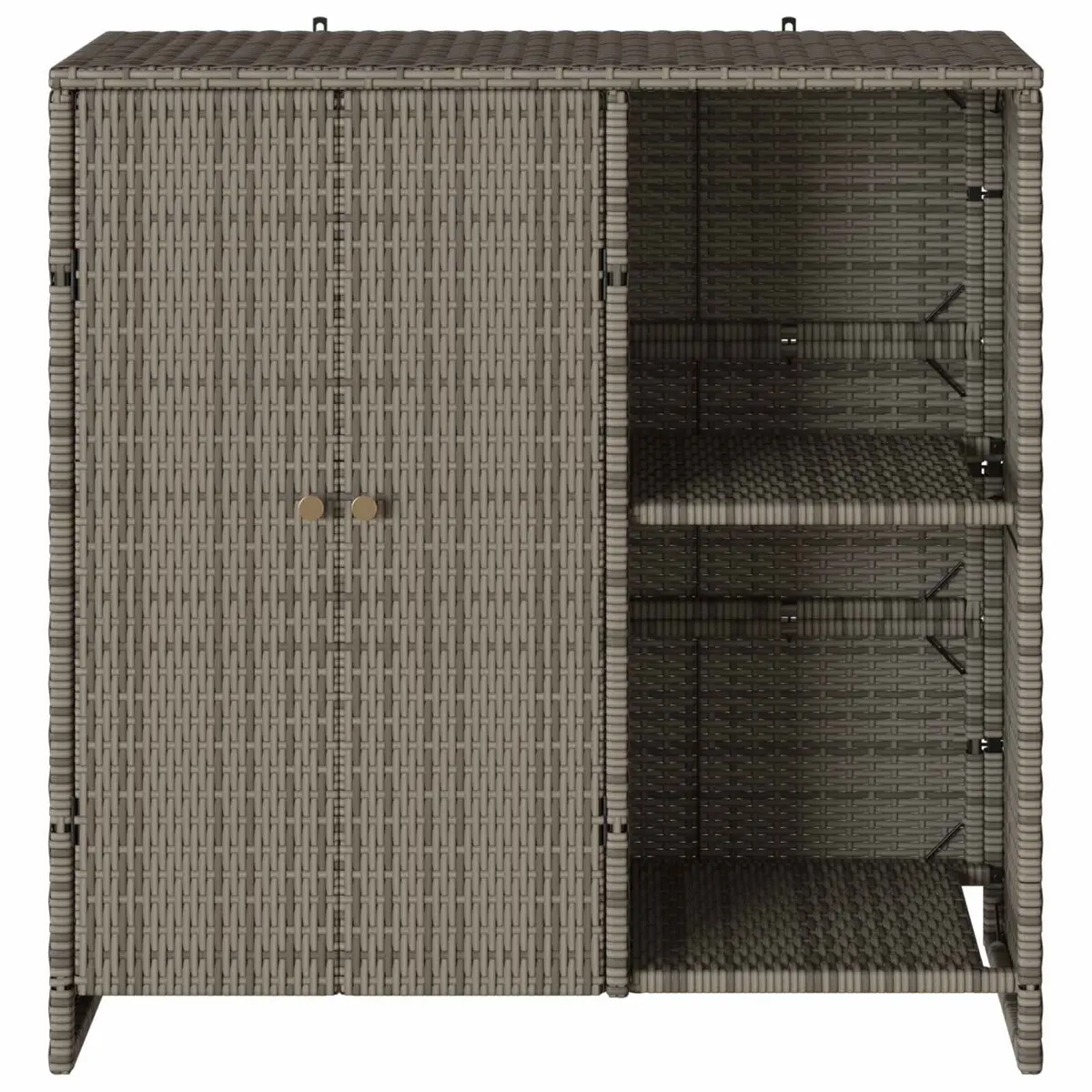 Storage Cabinet Grey Rattan Rectangular Shelf Living Room Furniture 100x36x102cm