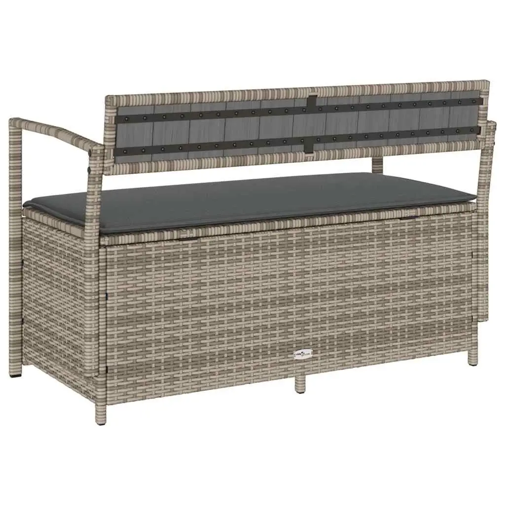 Garden Storage Bench Grey with Cushion and Gas Spring Lid for Outdoor Seating and Organised Storage