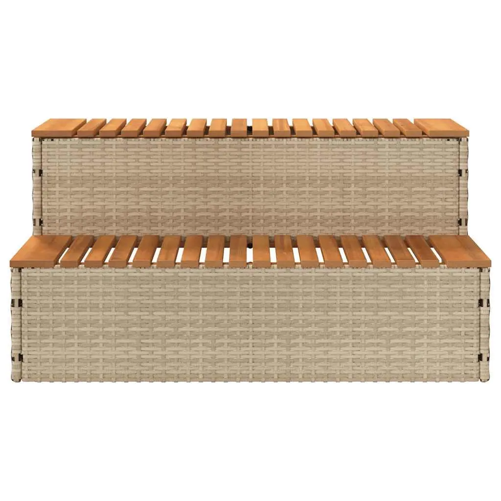 Hot Tub Step 100x50x50.5 cm Beige Poly Rattan Adjustable Feet Spa Pool Entry Stool