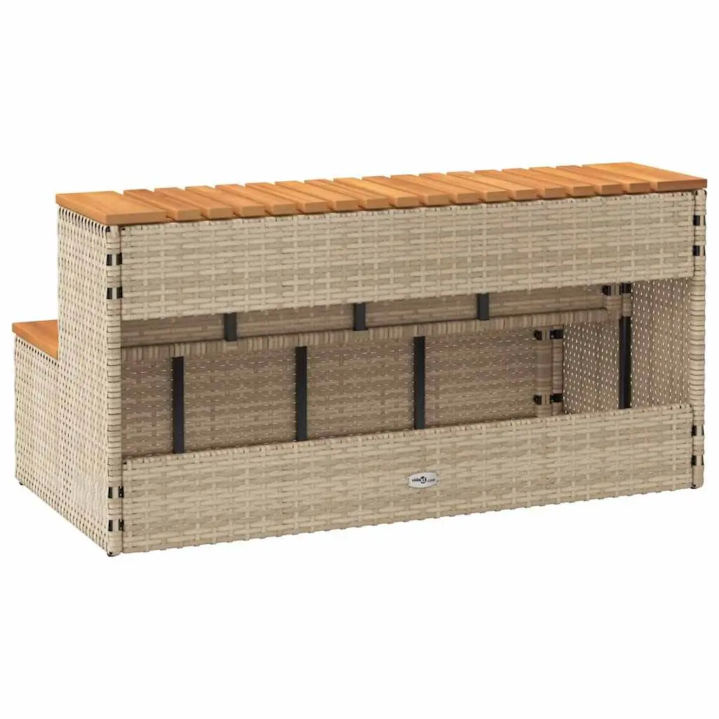Hot Tub Step 100x50x50.5 cm Beige Poly Rattan Adjustable Feet Spa Pool Entry Stool