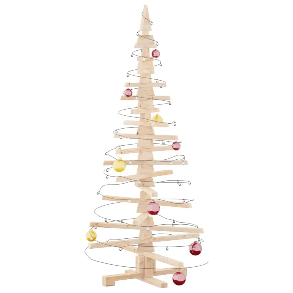 Wooden Christmas Tree Decoration 150cm Solid Pine Wood Rustic Holiday Home Decor
