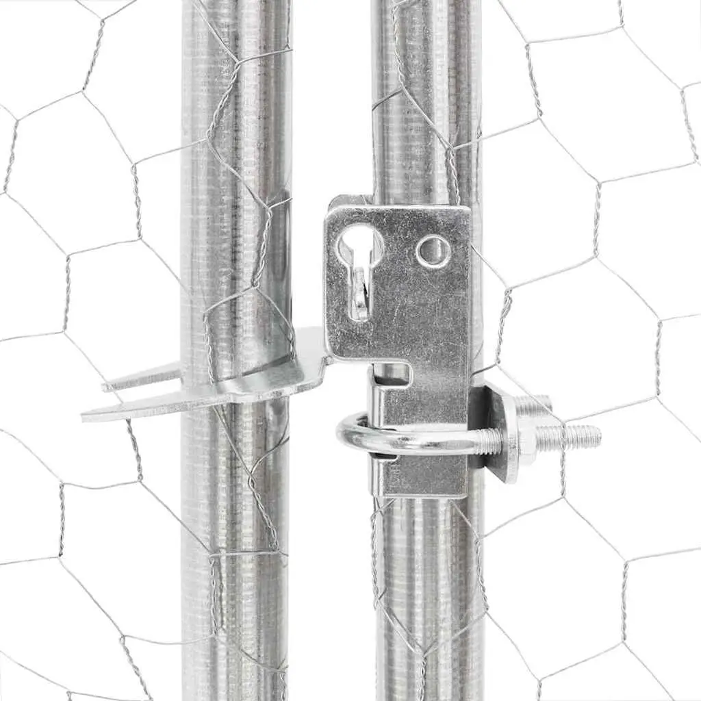 Chicken Run 2.5x2x2.25m Walk-In Coop Enclosure with Roof and Hexagonal Mesh Silver