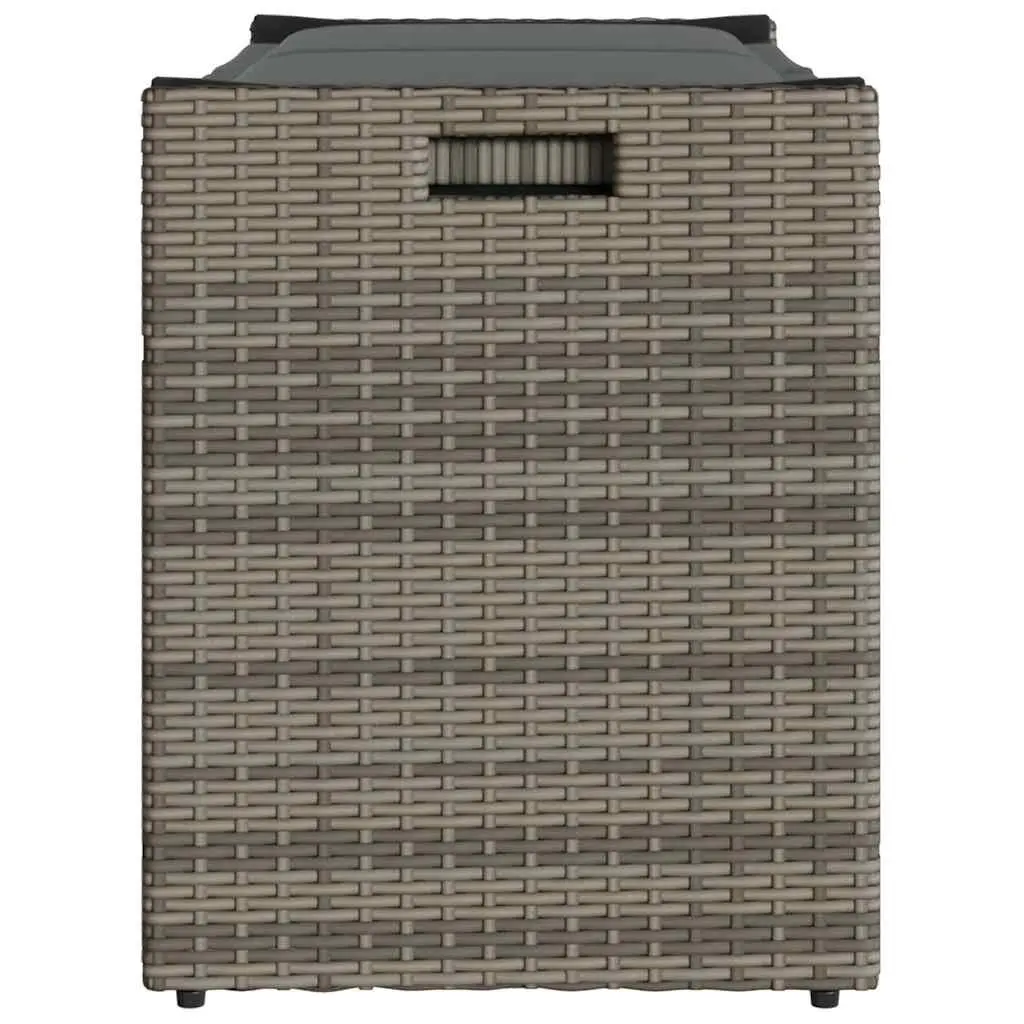 Outdoor Storage Bench 100cm Grey Poly Rattan with Cushion