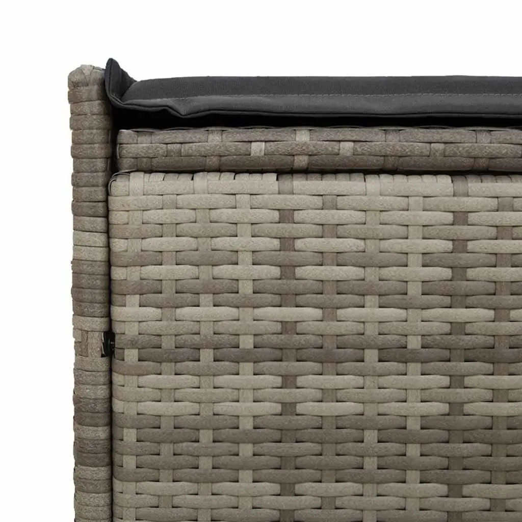 Outdoor Storage Bench 100cm Grey Poly Rattan with Cushion