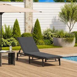 Grey Outdoor Sun Lounger with Adjustable Backrest