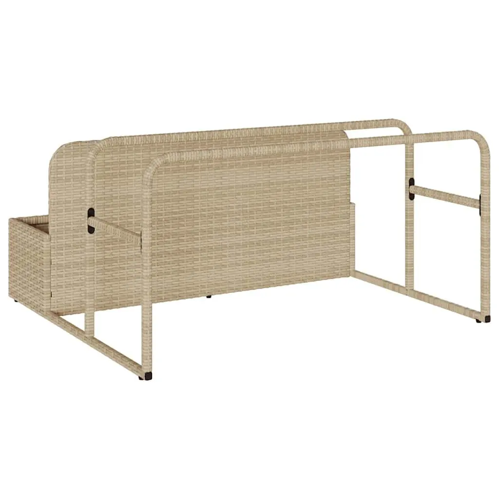 Poolside Float Storage Basket Beige Outdoor Garden Patio Organiser Rattan Style