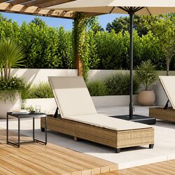 Transform Your Outdoor Space with an Adjustable Beige Sun Lounger