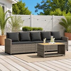 5-Seater Outdoor Sofa Set with Comfortable Cushions - Grey