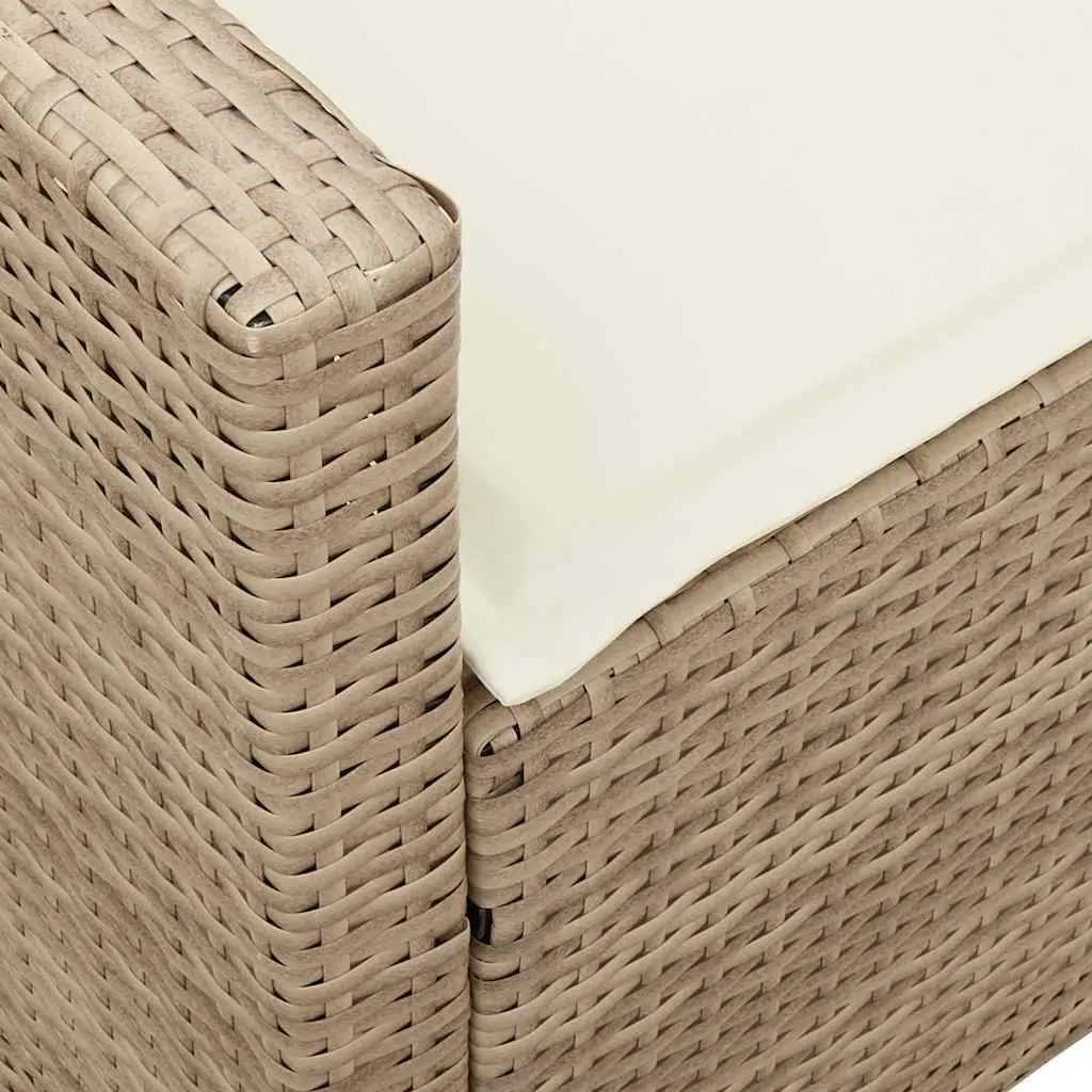 Garden Sofa 5-Seater Beige Poly Rattan Outdoor Patio Lounge Set with Cushions