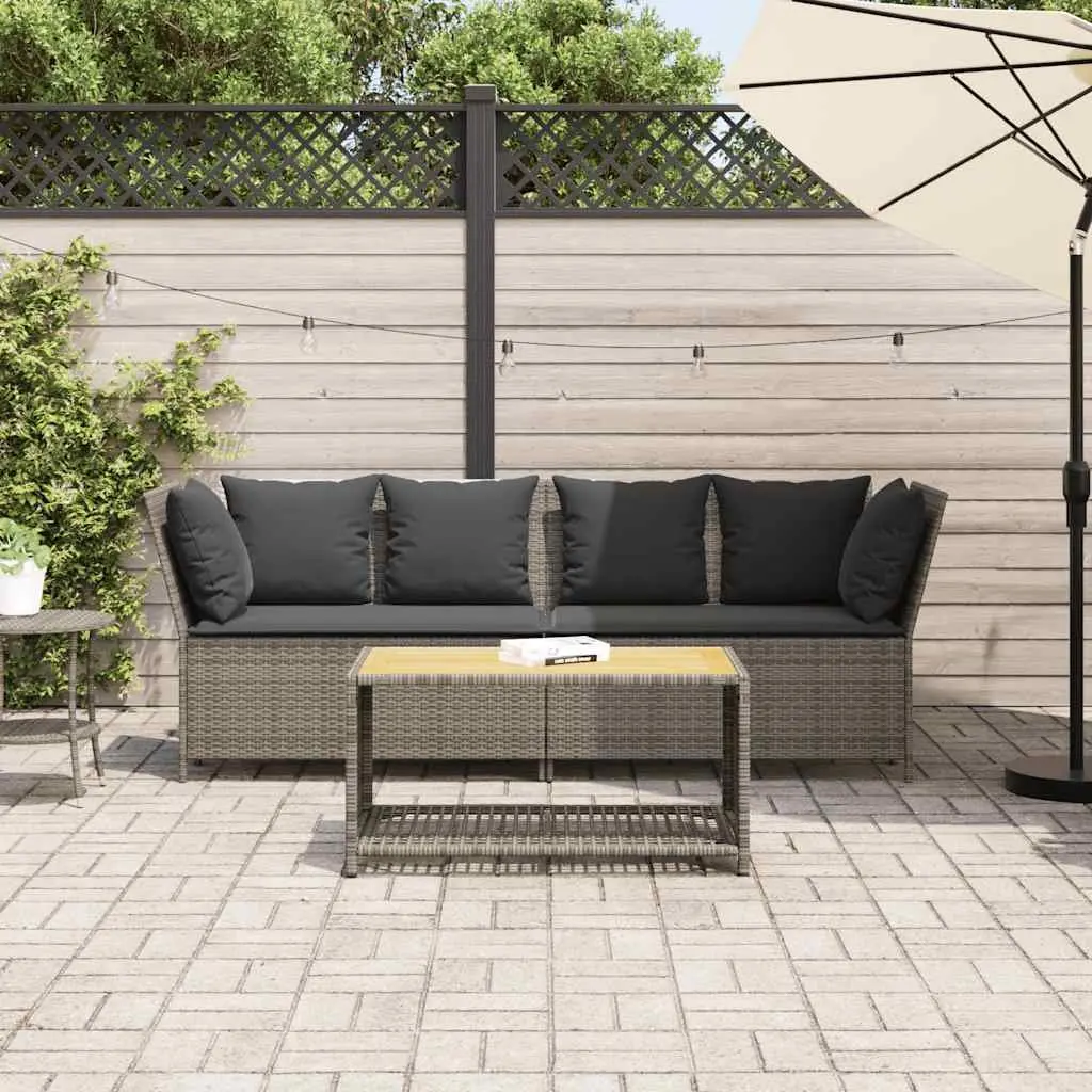 Modular Outdoor Sofa Grey Weather Resistant Poly Rattan Lounge Chair with Thick Cushions