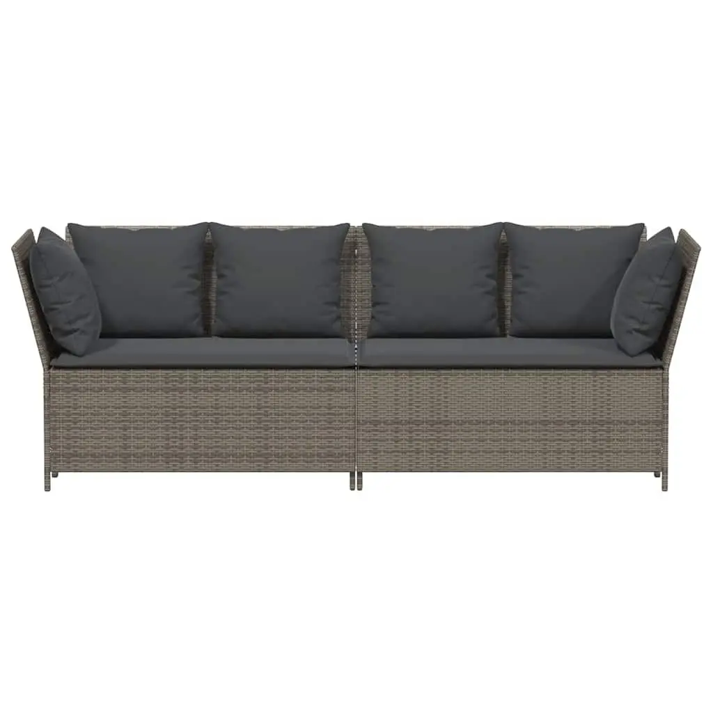 Modular Outdoor Sofa Grey Weather Resistant Poly Rattan Lounge Chair with Thick Cushions