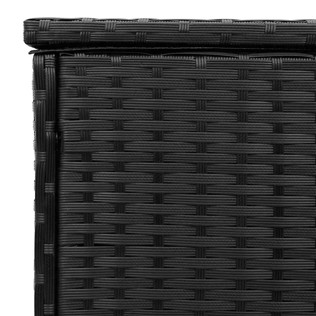 Outdoor Storage Box Black PE Rattan Weather Resistant Cushion Organizer with Gas Spring Lid