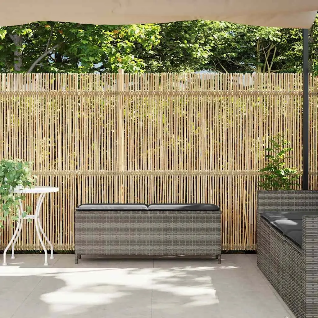 Garden Bench 110x30x40.5cm with Cushion Grey Outdoor Seating Poly Rattan