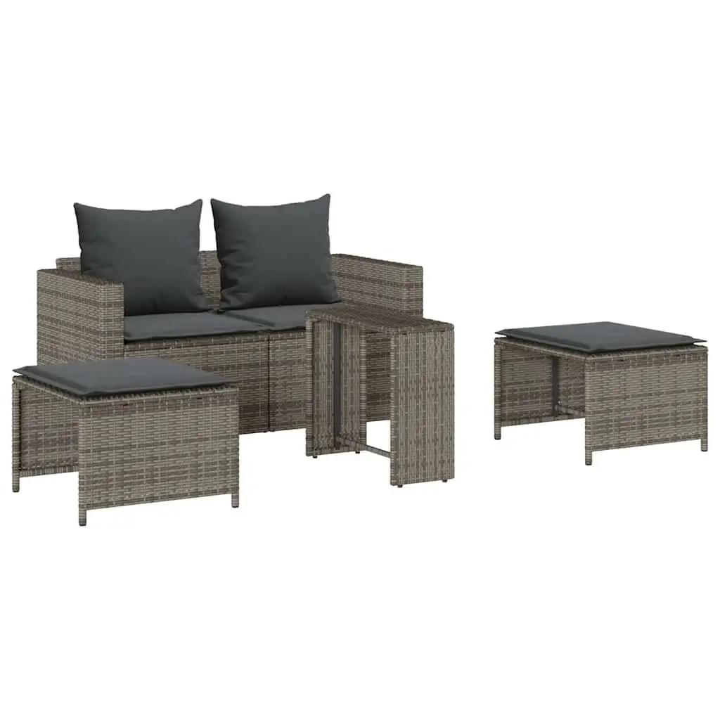 Garden Sofa Set 5 Piece Modular Stackable Outdoor Seating Grey