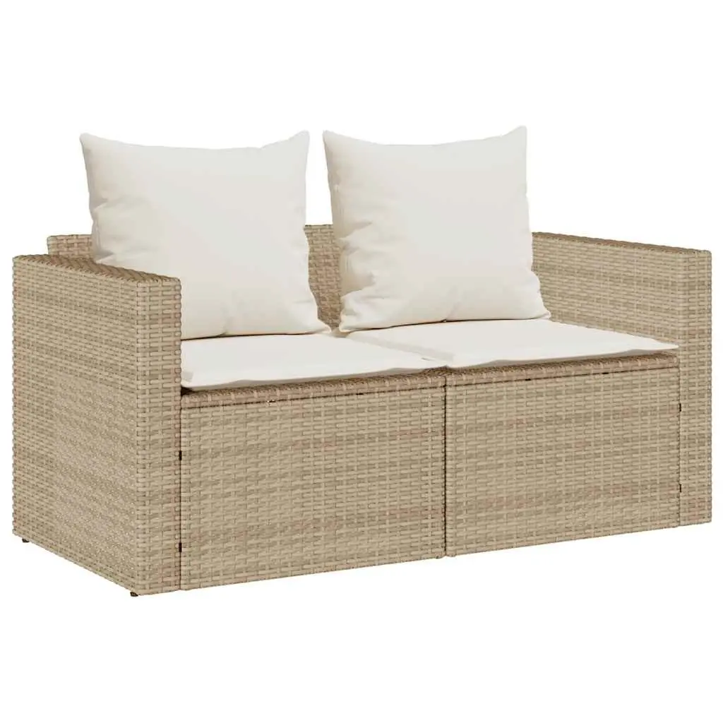 Outdoor Sofa Set 5 Piece Modular Stackable Beige Poly Rattan with Thick Cushions