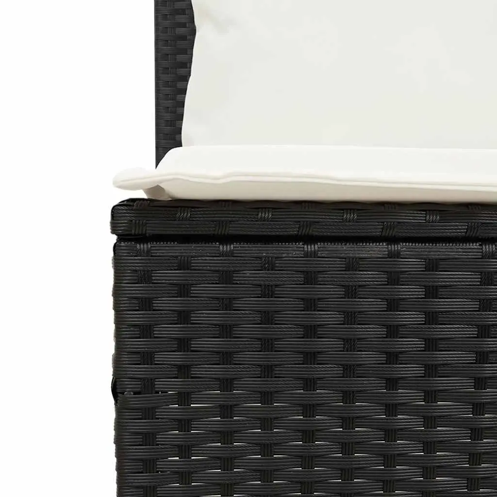 Outdoor Dining Set 3 Piece Garden Furniture Black Poly Rattan with Cushions