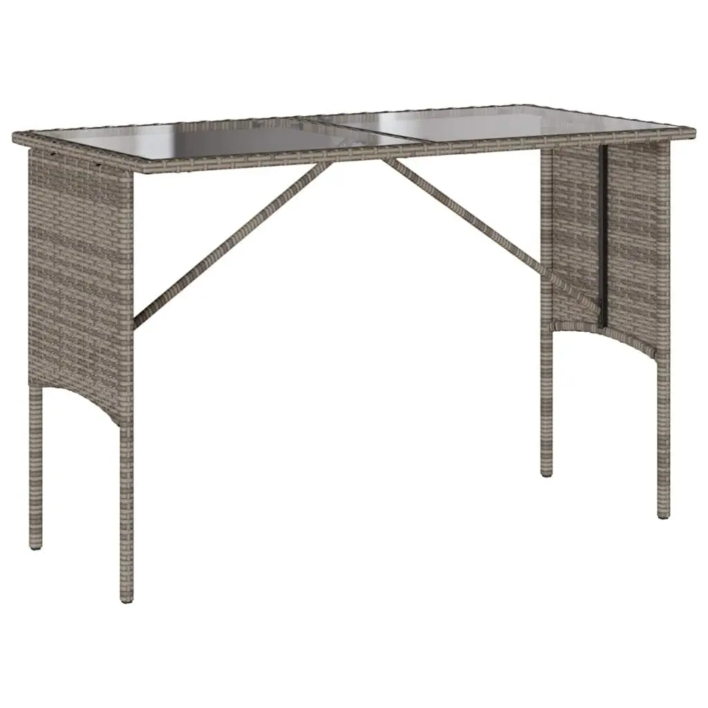 Garden Dining Set 3 Piece Outdoor Furniture Grey PE Rattan Seating Tempered Glass Tabletop