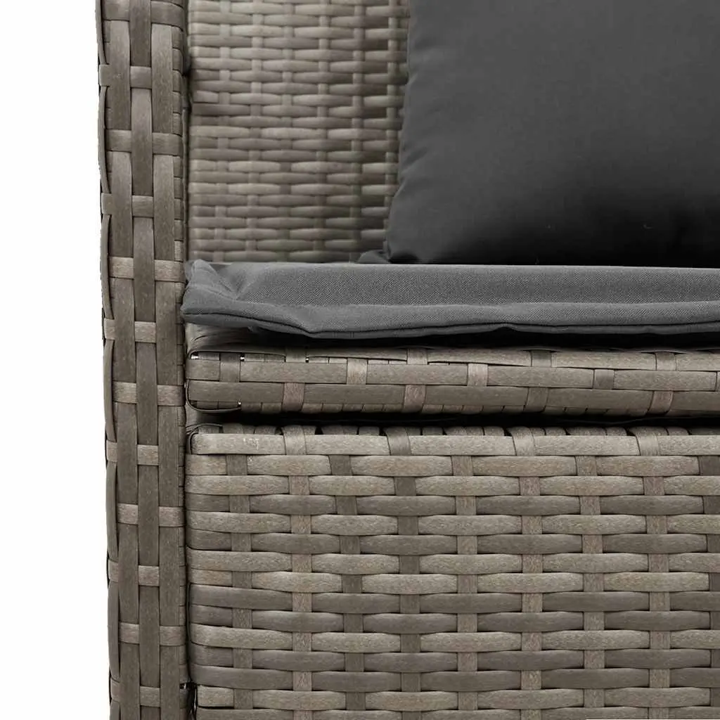 Outdoor Storage Bench Grey PE Rattan with Cushion and Concealed Storage Compartment