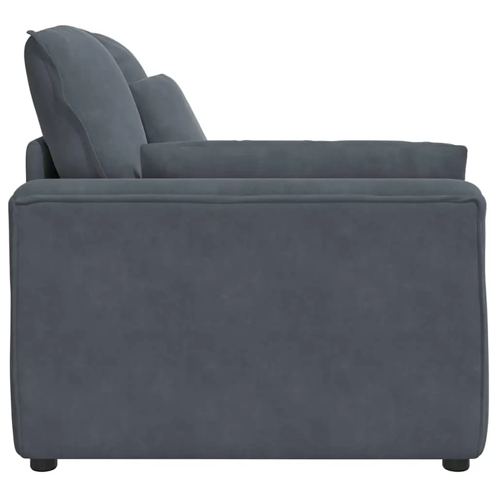 Modular Sofa Armrest End Module 100cm Grey Velvet Upholstery with Cushions