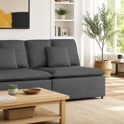 Modular Sofa Centre Module 100cm with Cushions Grey Sectional Unit