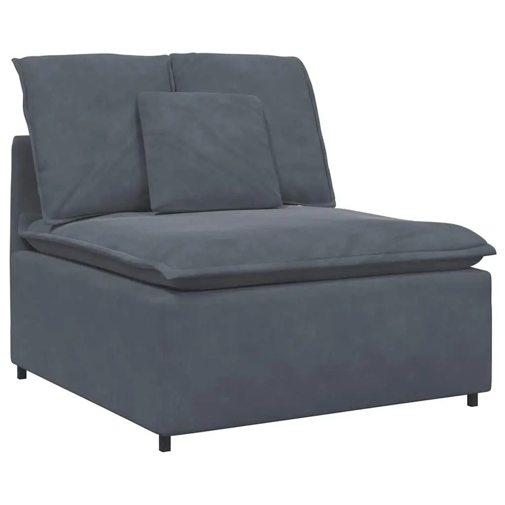 Modular Sofa Centre Module 100cm Dark Grey Velvet Upholstery with Cushions
