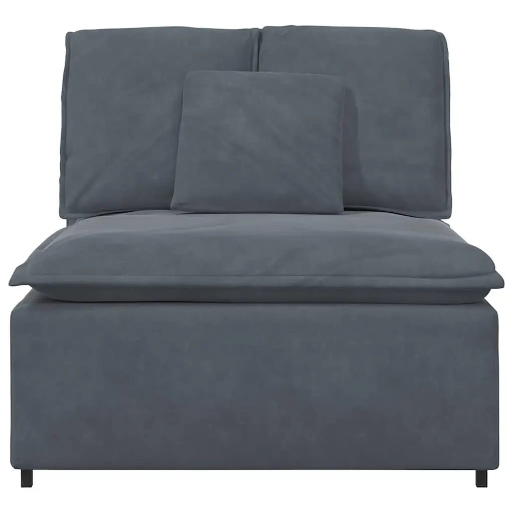 Modular Sofa Centre Module 100cm Dark Grey Velvet Upholstery with Cushions