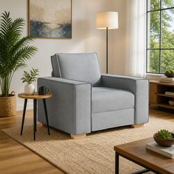 Elegant Light Grey Lounge Chair with Padded Support