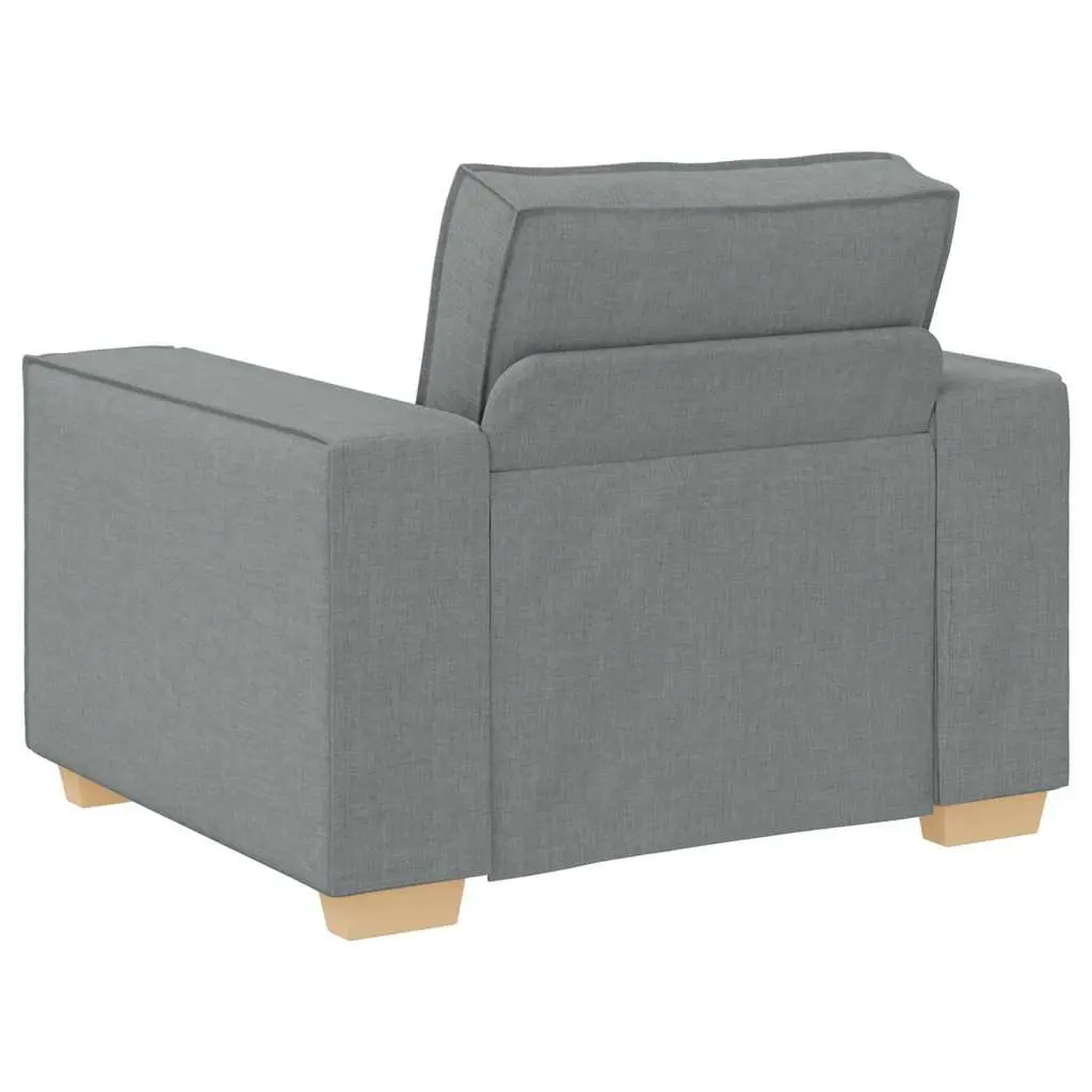 Sofa Chair Light Grey Upholstery Wide Armrests Padded Backrest for Relaxation