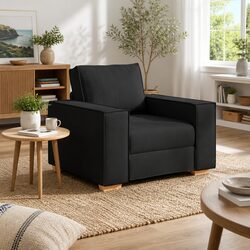 Black Fabric Sofa Chair 100x78x84cm Lounge Seat Living Room Bedroom Armchair
