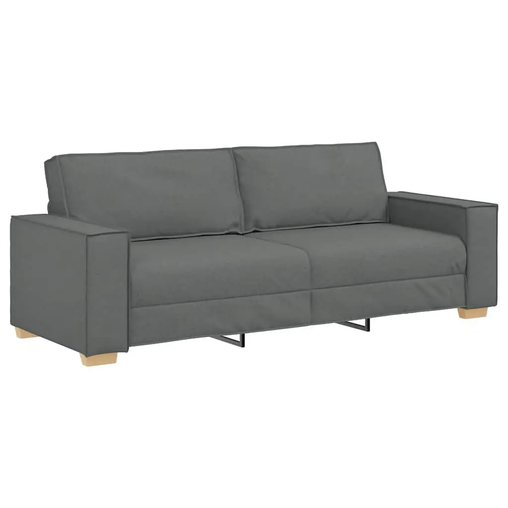 3-Seater Sofa Grey Fabric Lounge Couch 220x78x84cm Soft Durable Upholstered