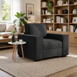 Enhance Your Space with This Elegant Black Velvet Sofa Chair
