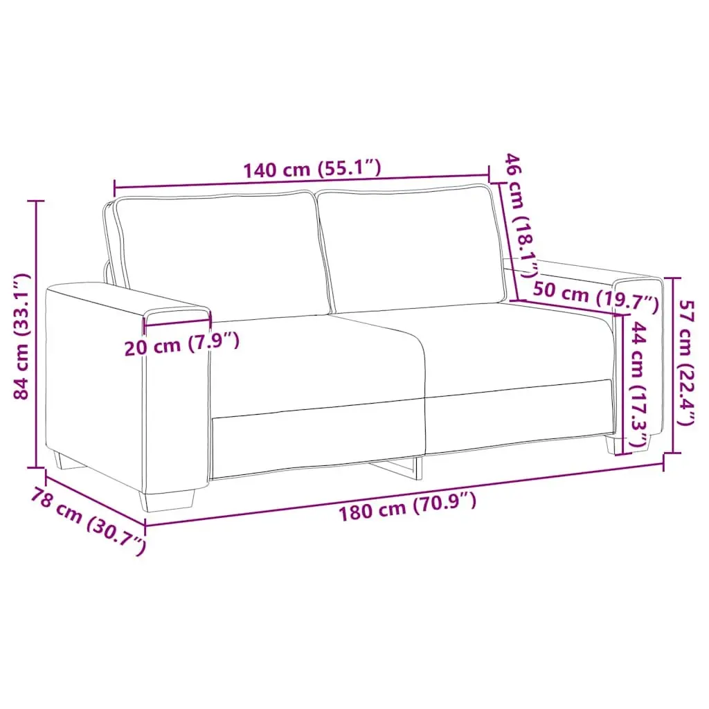 2-Seater Sofa Dark Grey Velvet Padded Seat