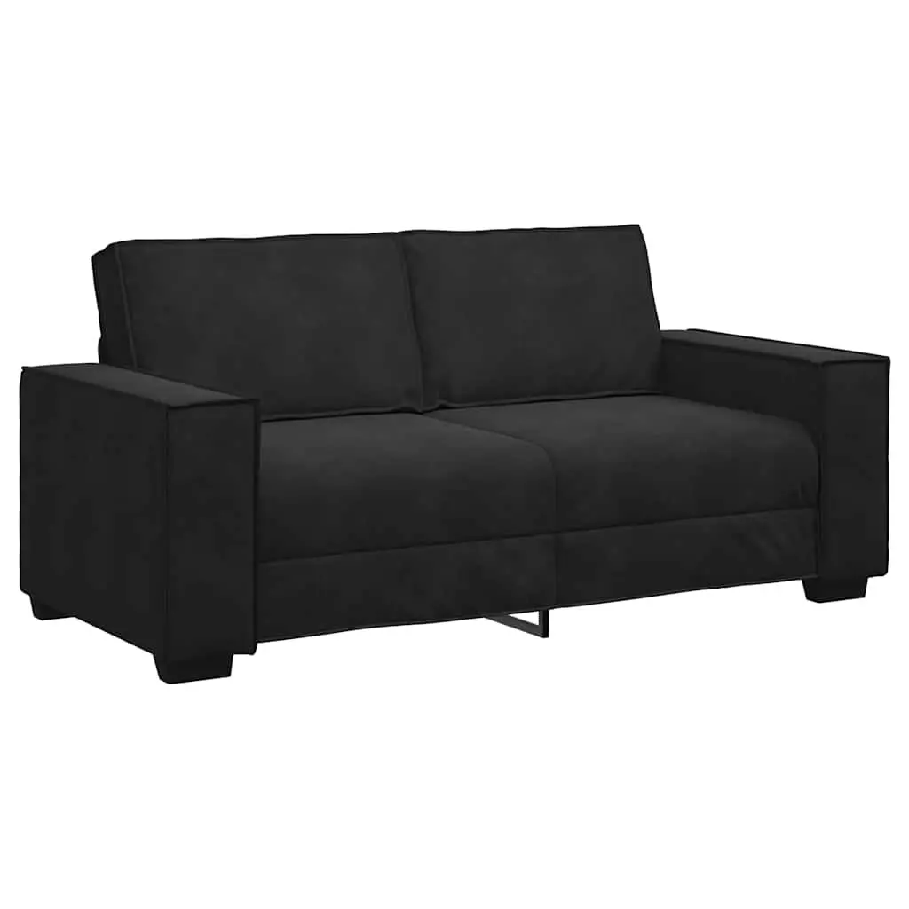 2-Seater Sofa Black Velvet Living Room Lounge Couch Relaxing Furniture
