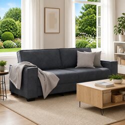 Elegant 3-Seater Sofa in Grey Velvet for Cozy Spaces