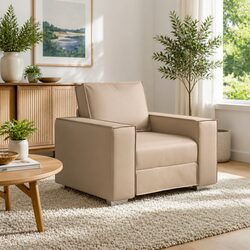 Modern Brown Faux Leather Sofa Chair for Stylish Spaces