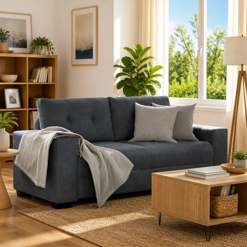 Loveseat Sofa Grey 180x77x82cm Modern Living Room Seating Couch Furniture