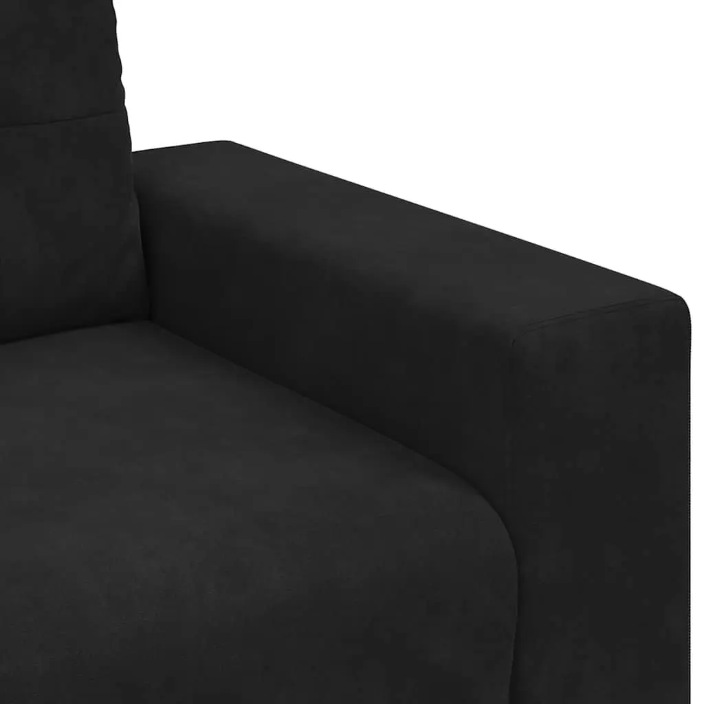 Loveseat Sofa Black Velvet 180x77x82cm Comfortable Padded Seating Armchair