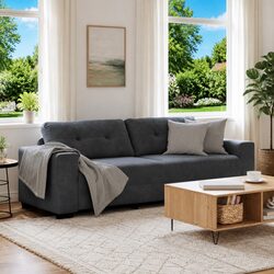 Elevate Your Living Space with a Grey Velvet 3-Seater Sofa