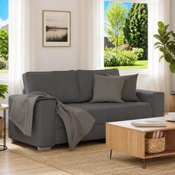 Loveseat Sofa Grey Corduroy 180x77x82cm Comfortable Padded Seating Relaxation