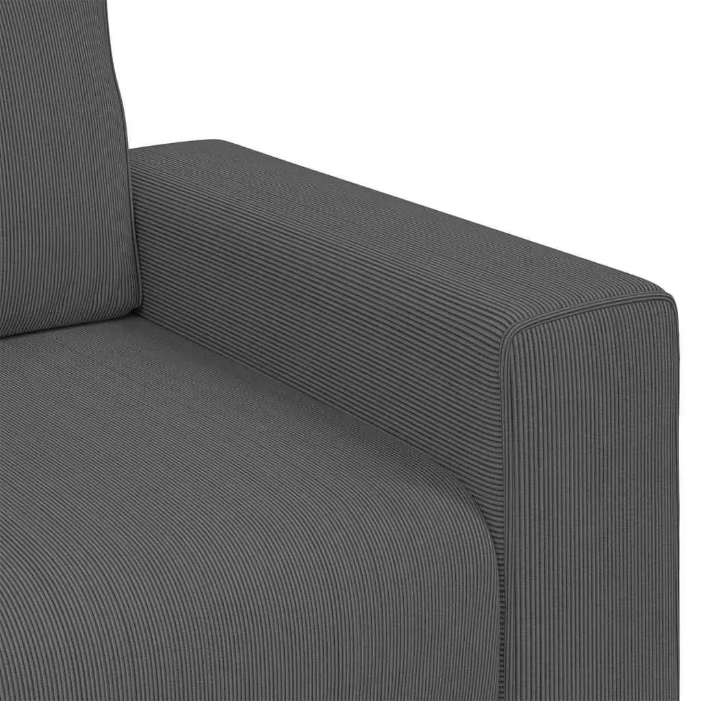 Loveseat Sofa Grey Corduroy 180x77x82cm Comfortable Padded Seating Relaxation