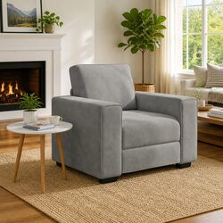 Sofa Chair Light Grey Velvet Lounge Seat Padded Armchair Living Room Furniture