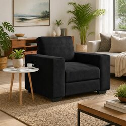 Sofa Chair Black Velvet Armchair Living Room Bedroom Furniture Relaxing Seating