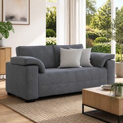 Loveseat Sofa 180cm Grey Velvet Two Seater Couch Living Room Bedroom Furniture