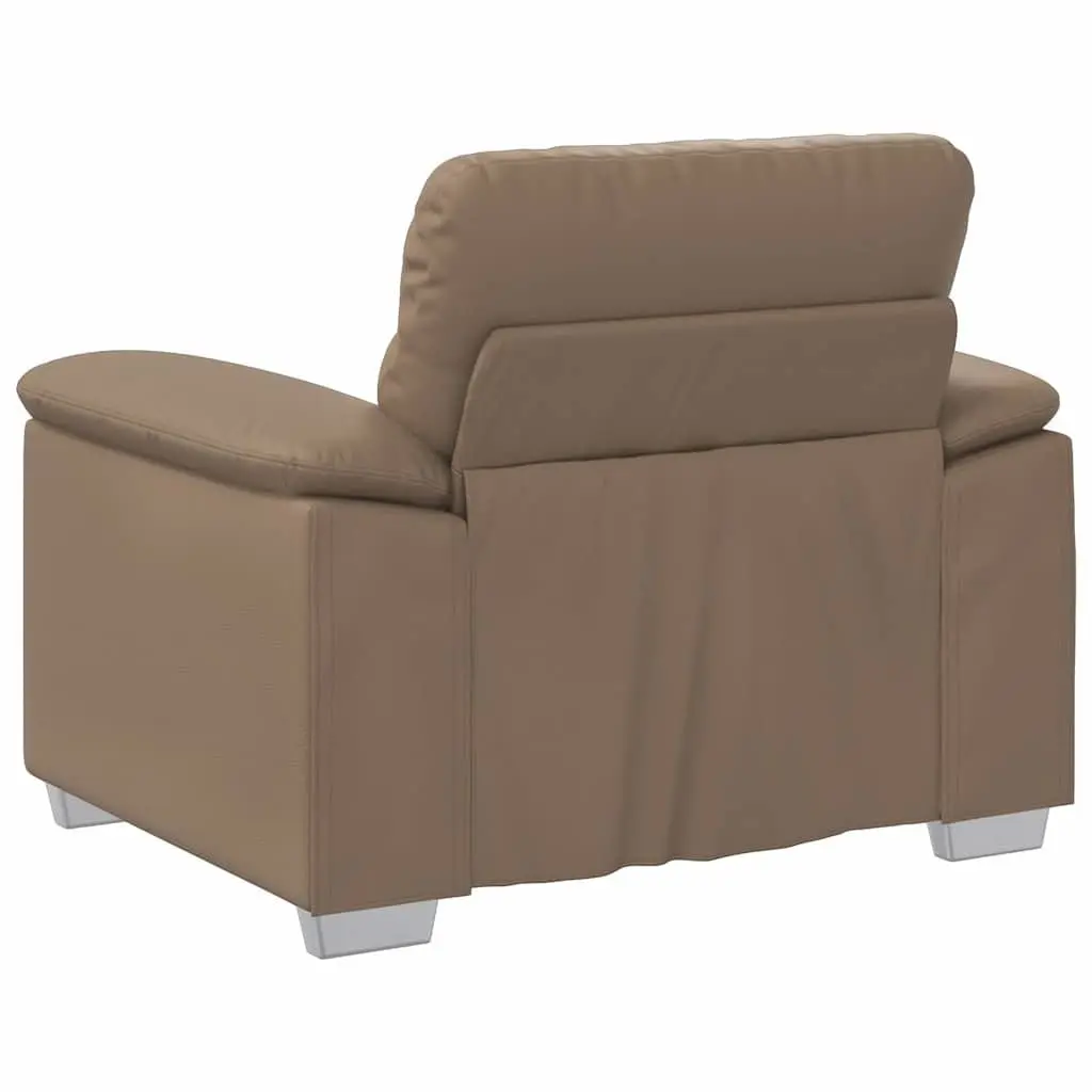 Sofa Chair Brown Faux Leather Thickly Padded Armrest Living Room Furniture
