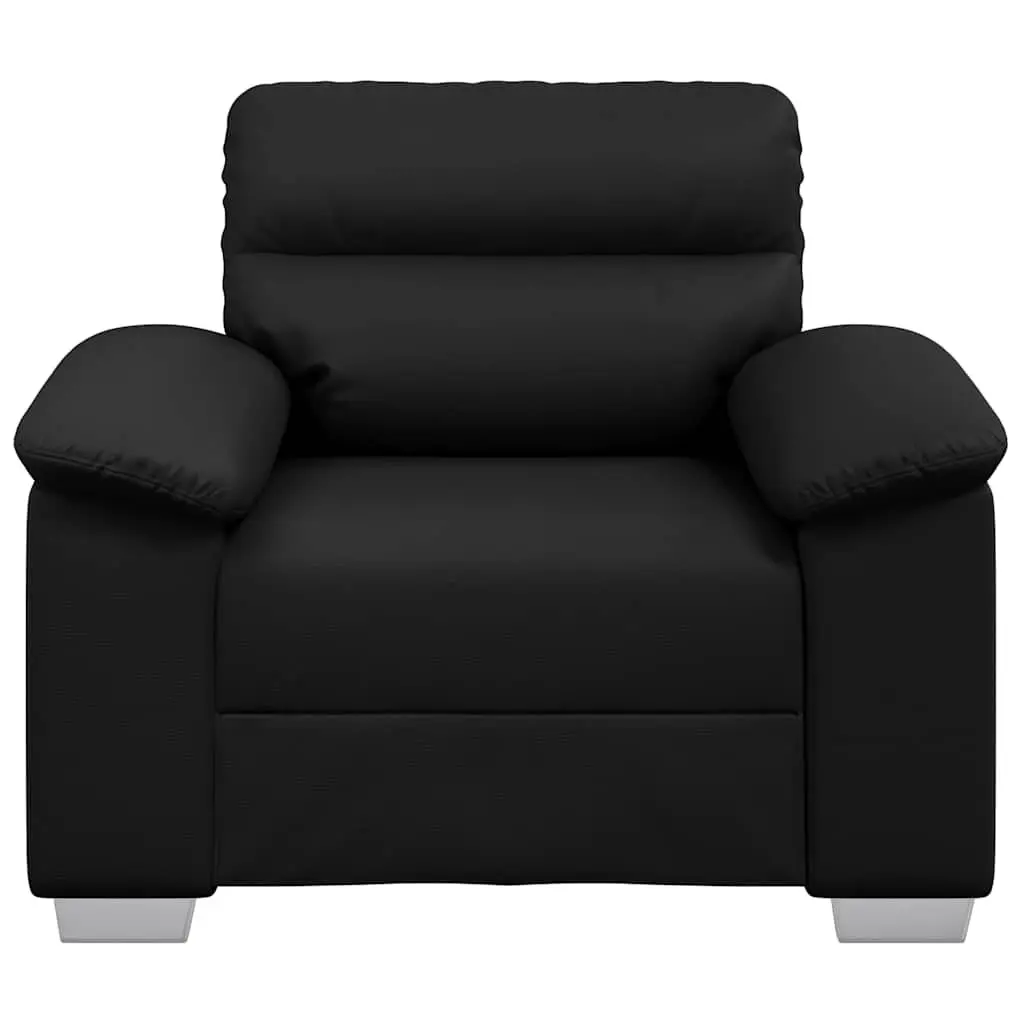 Sofa Chair Black Faux Leather Padded Backrest Wide Armrests Living Room
