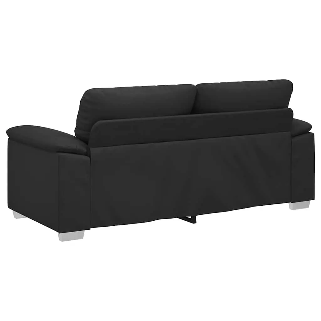 2-Seater Sofa Black Faux Leather Upholstery Wide Armrests Thickly Padded Seat