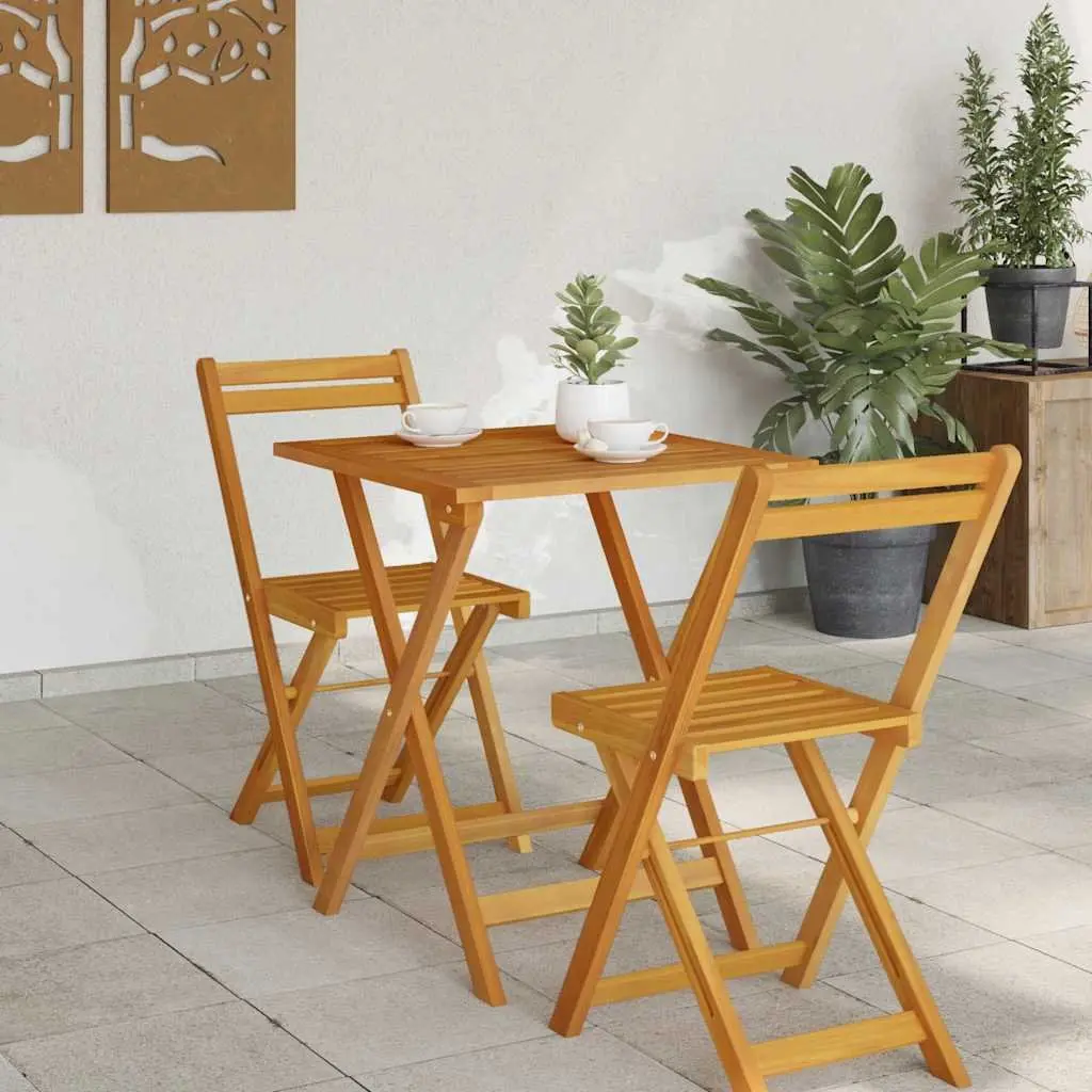 Folding Garden Table 60x60x72cm Solid Acacia Wood Natural for Outdoor Patio Dining