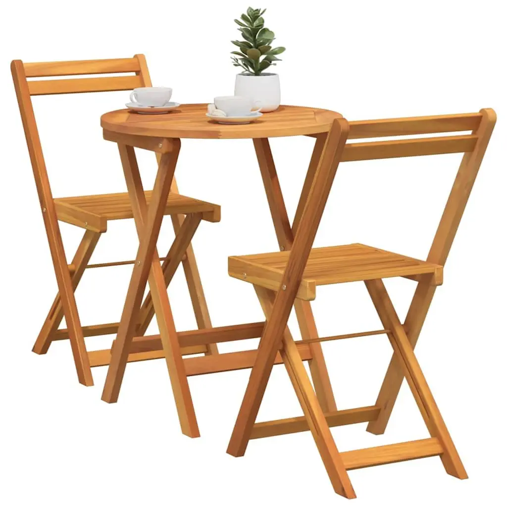Garden Dining Set 3pcs Acacia Wood Outdoor Table and Chairs for Patio and Backyard