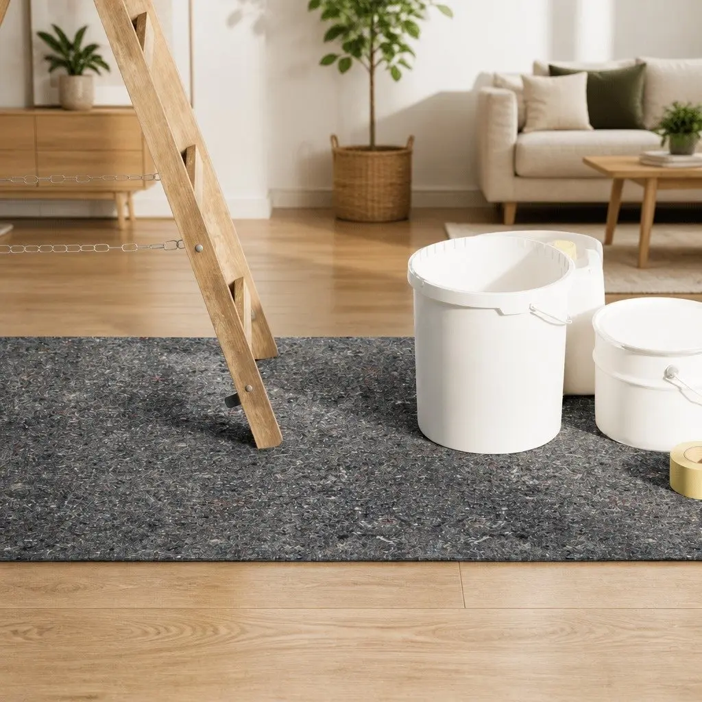 Non-slip Painter Fleece Floor Protection 10m x 1m Durable Water-resistant Absorbent Material