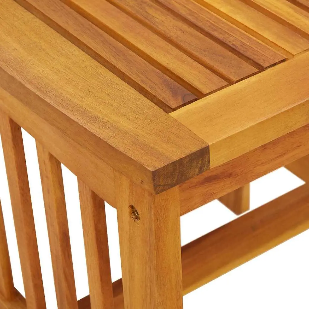 Outdoor Side Table Solid Acacia Wood Garden Patio Furniture Brown Natural